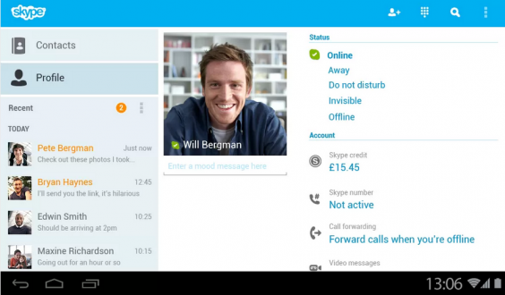 Skype для android